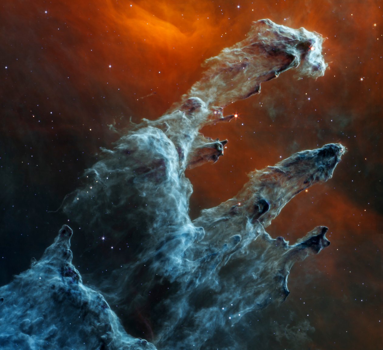 Skabelsens søjler (MIRI-billede) af James Webb Space Telescope (NASA)