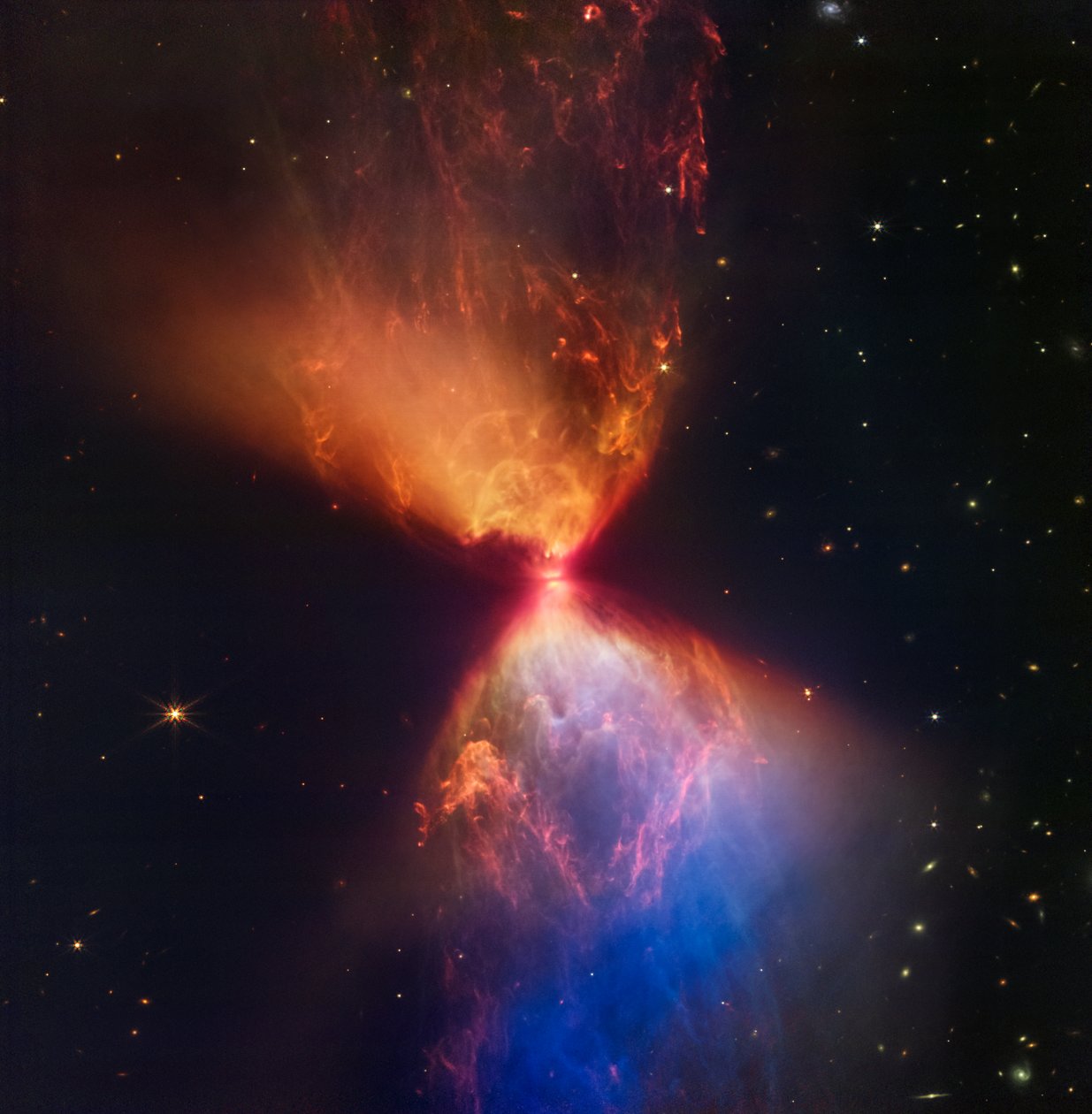 Webb fanger Fiery Hourglass som nye stjerneformer af James Webb Space Telescope (NASA)