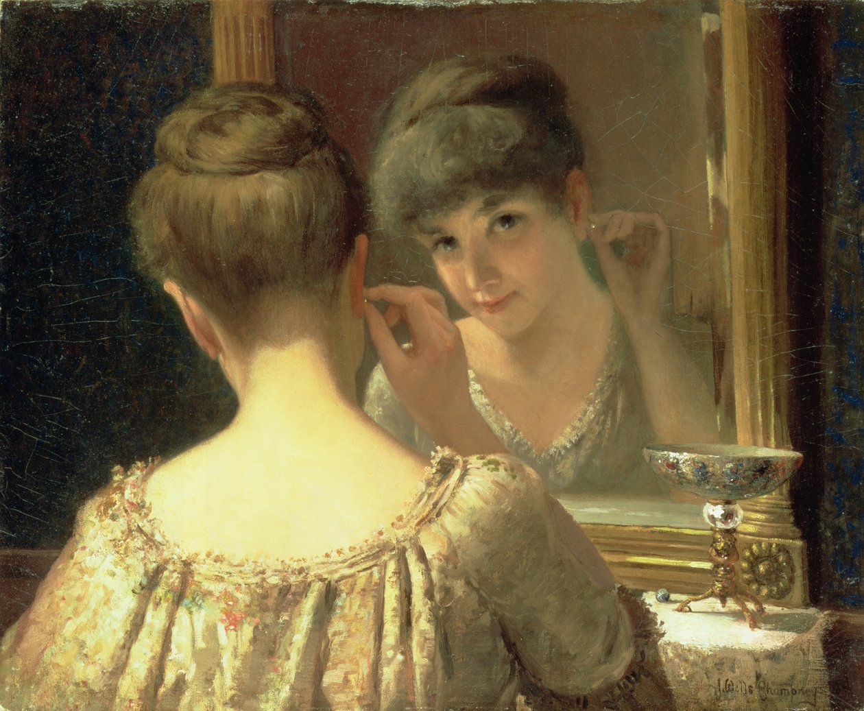 Koketten, ca. 1885 af James Wells Champney