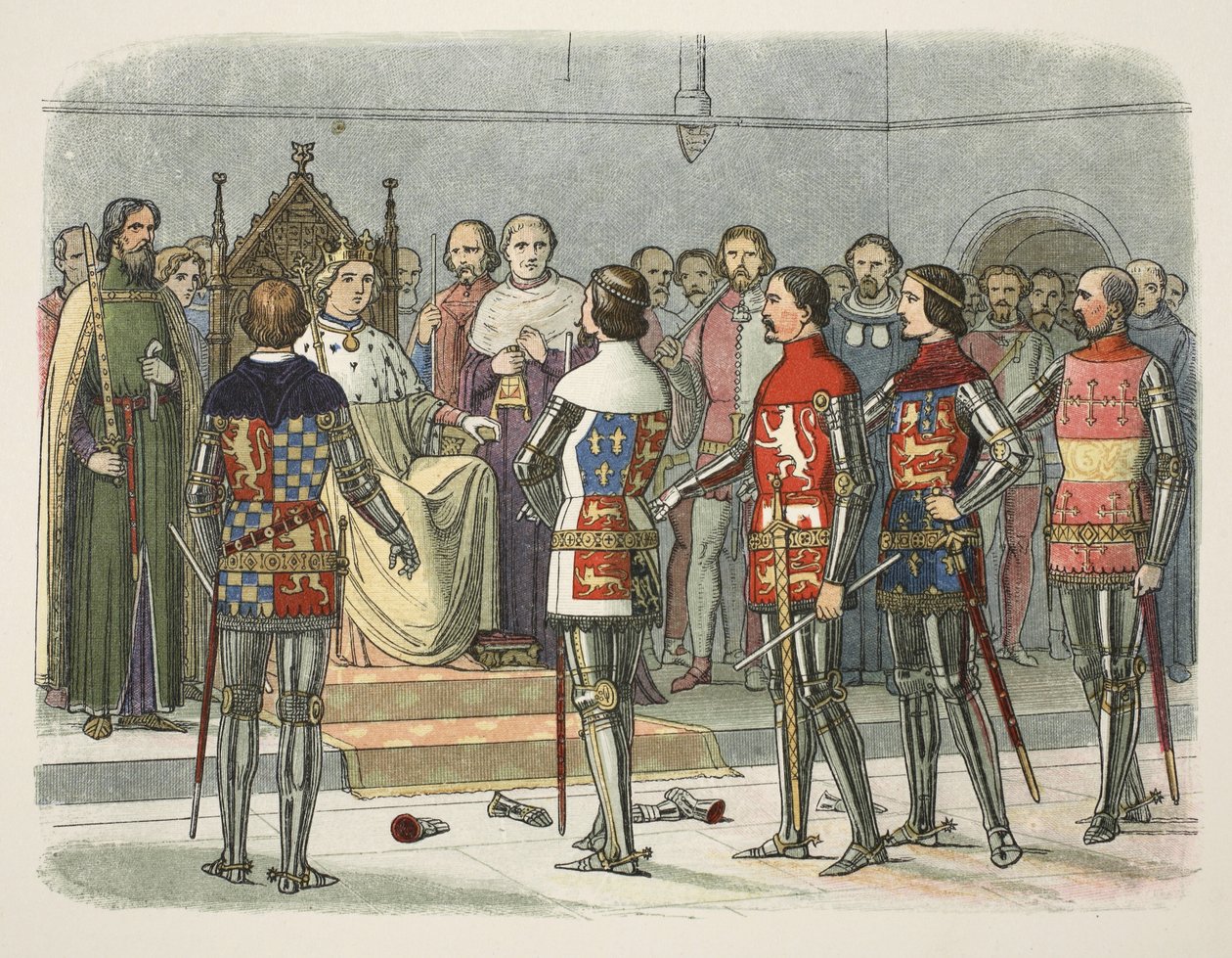 Arundel, Gloucester, Nottingham, Derby og Warwick før Richard II, fra A Chronicle of England BC 55 til AD 1485, pub. London af James William Edmund Doyle