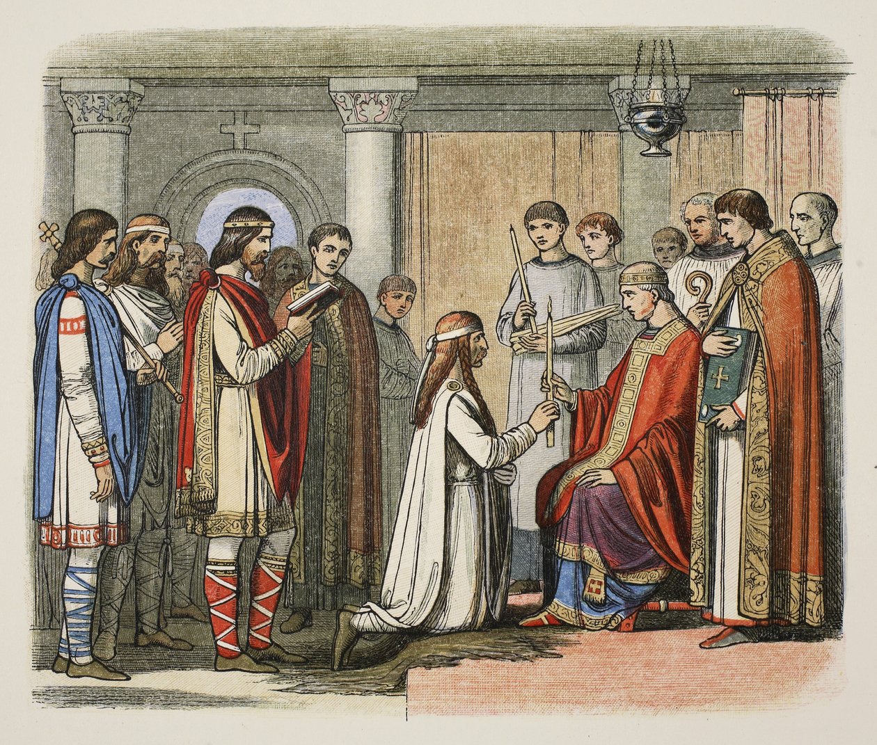 Dåb af kong Guthorm, AD 878, fra A Chronicle of England BC 55 til AD 1485, pub. London af James William Edmund Doyle