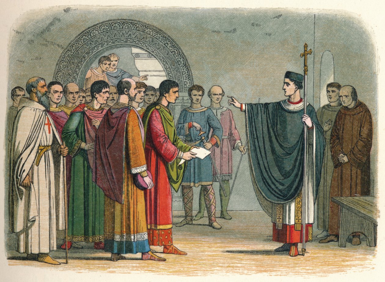 Becket forbyder jarlen af Leicester at afsige dom over ham, 1162 1864 af James William Edmund Doyle