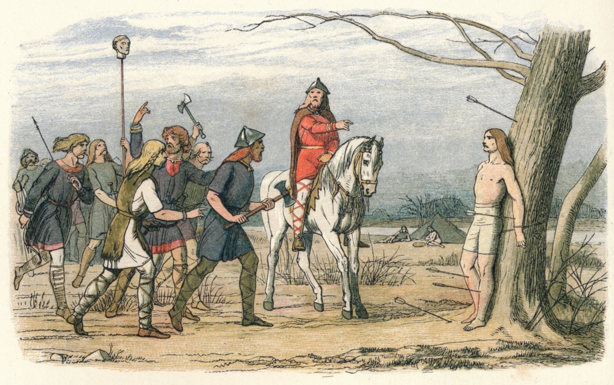 Edmund, konge af East Anglia, dræbt af danskerne, 9. århundrede 1864 af James William Edmund Doyle