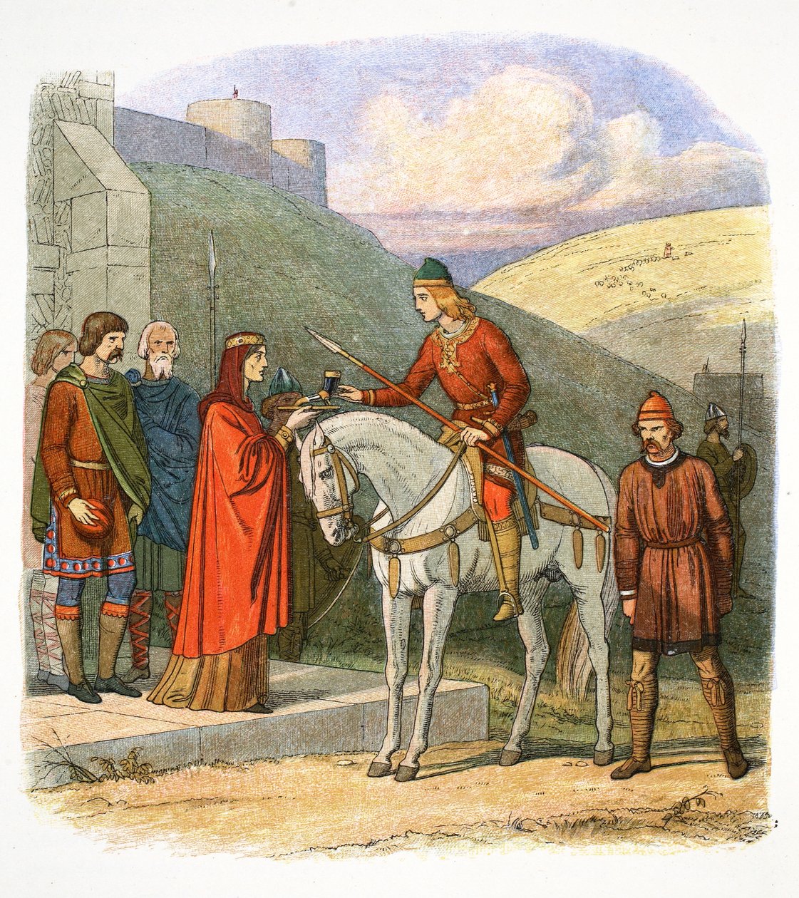 Edward Martyren ankommer til Corfe, Dorset, 978 1864 af James William Edmund Doyle