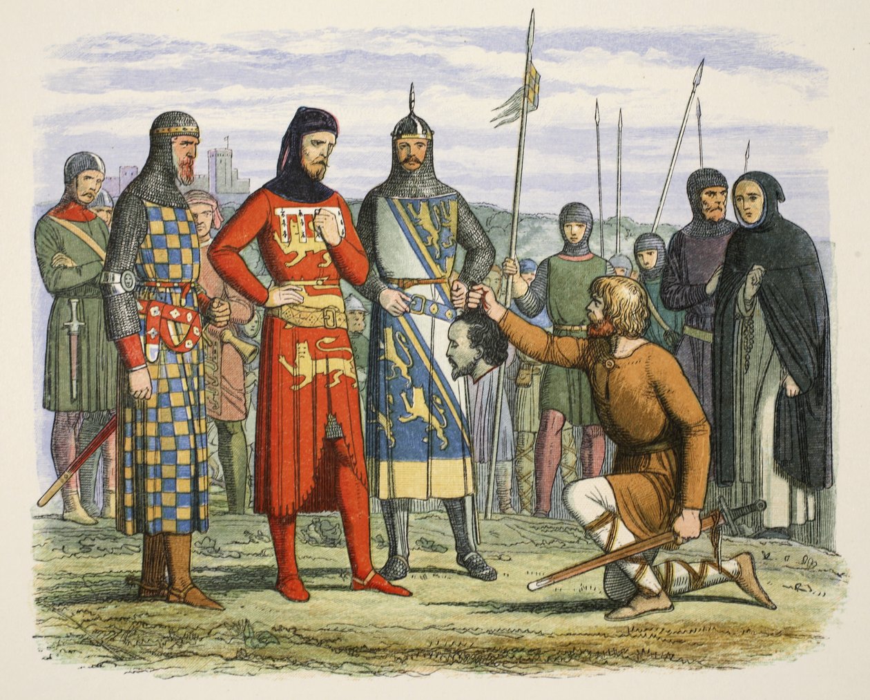 Gavestons hoved vist til jarlen af Lancaster, fra A Chronicle of England BC 55 til AD 1485, pub. London af James William Edmund Doyle