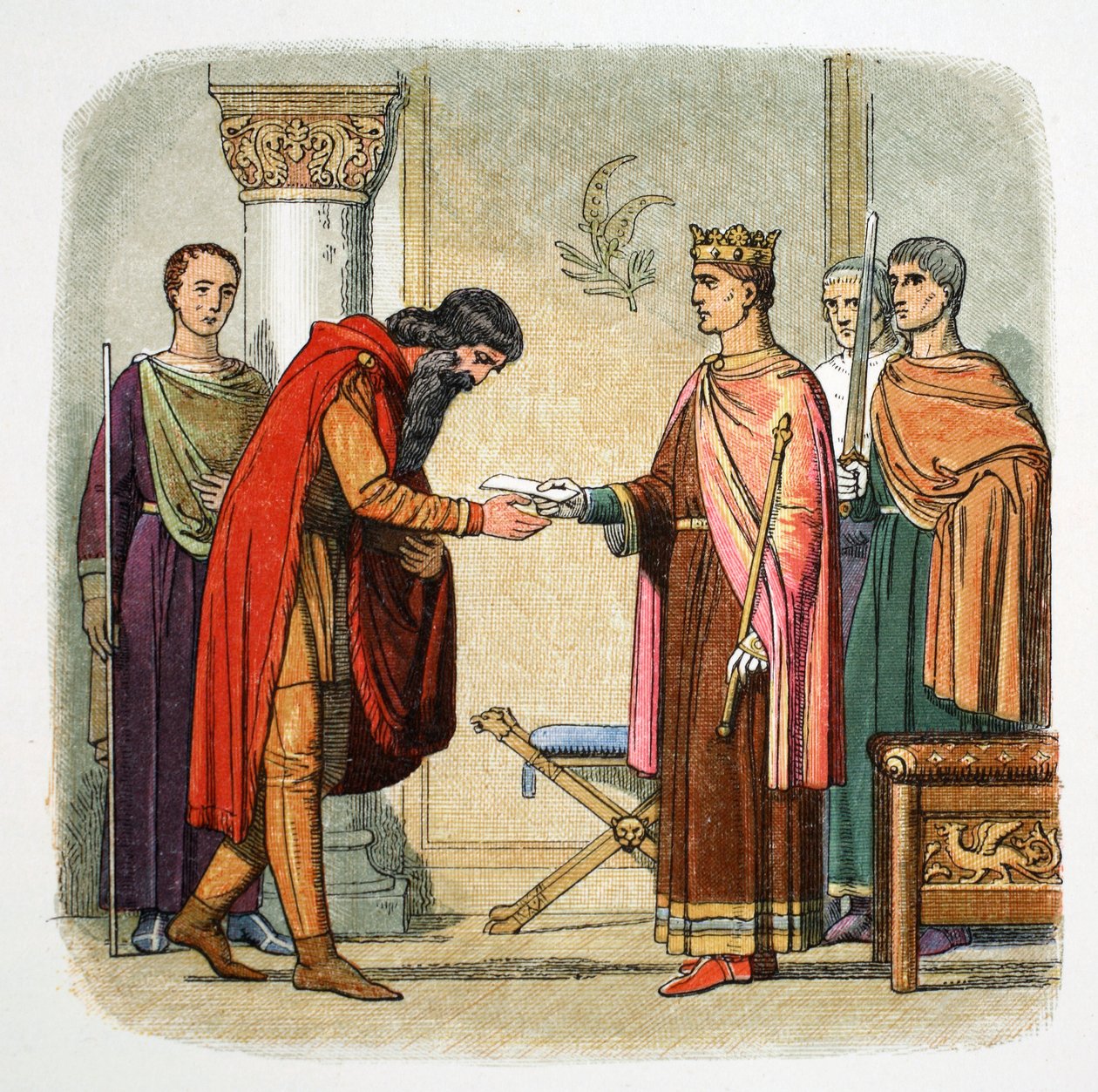 Henry II af England bemyndiger Dermot MacMorrough til at opkræve styrker, 1170 1864 af James William Edmund Doyle