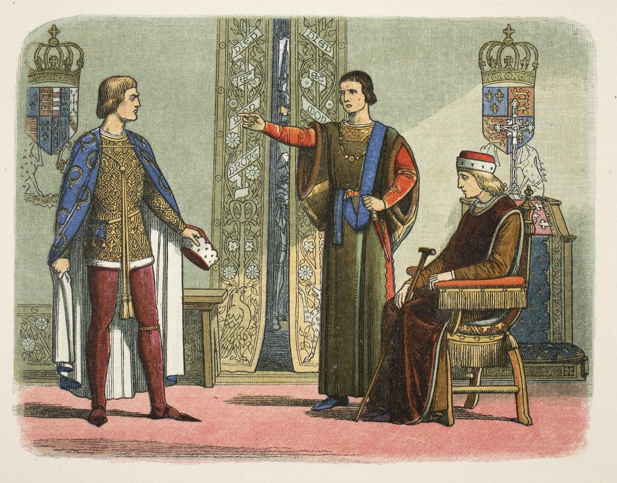 Henry VI og hertugerne af York og Somerset, september 1450, fra A Chronicle of England BC 55 til AD 1485, pub. London af James William Edmund Doyle