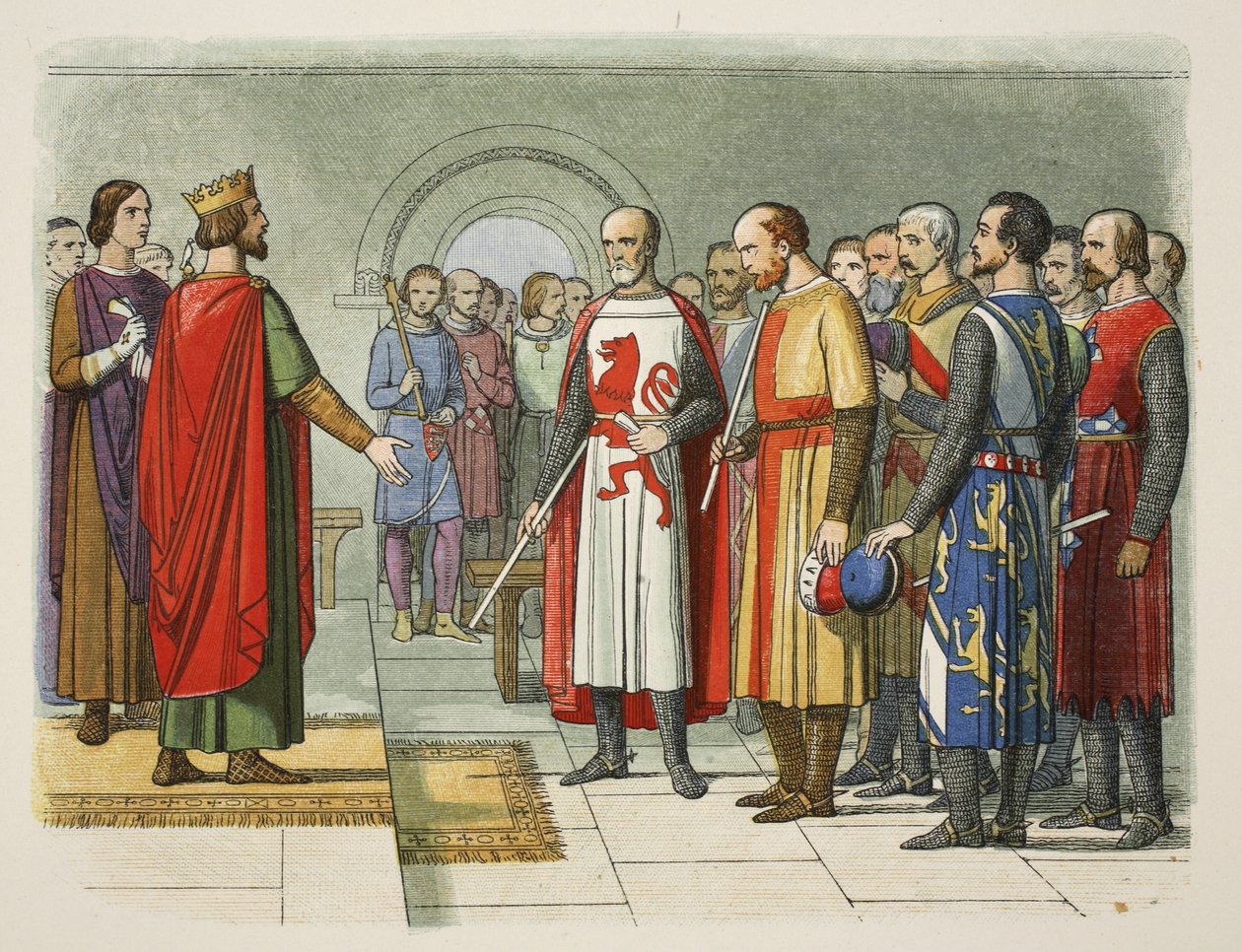 Kong Henry III og hans parlament, Westminster, 1258, fra A Chronicle of England BC 55 til AD 1485, pub. London, 1863 af James William Edmund Doyle