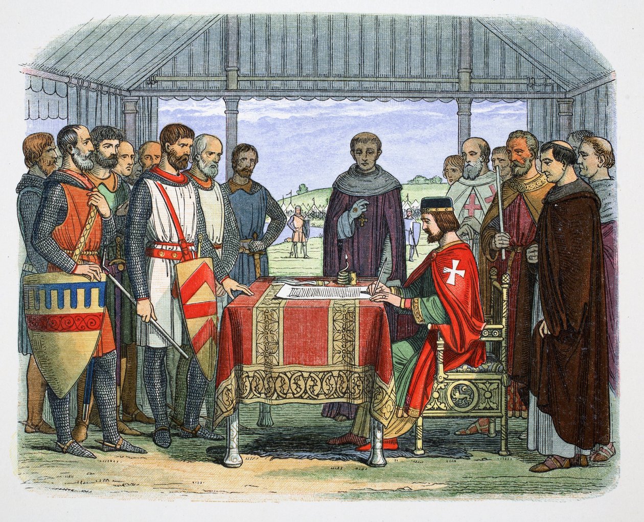 Kong John underskriver det store charter, Runnymede, Surrey, 1215 1864. af James William Edmund Doyle