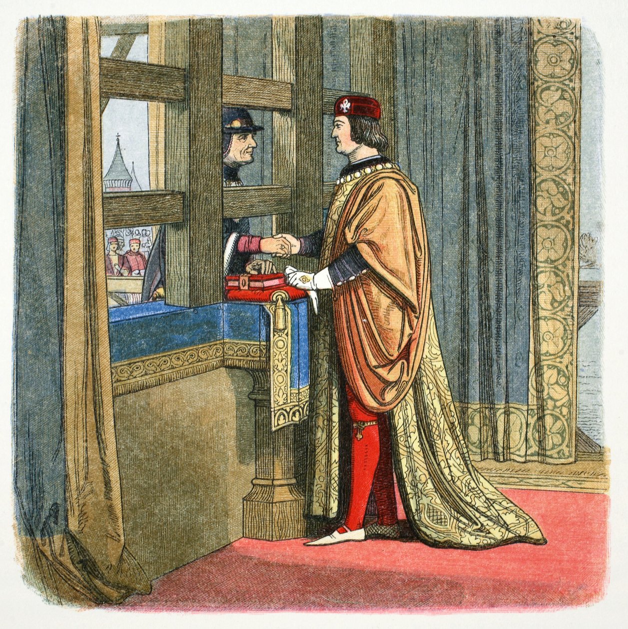 Møde mellem Edward IV af England og Louis XI af Frankrig i Picquigny, Frankrig, 1475 1864 af James William Edmund Doyle