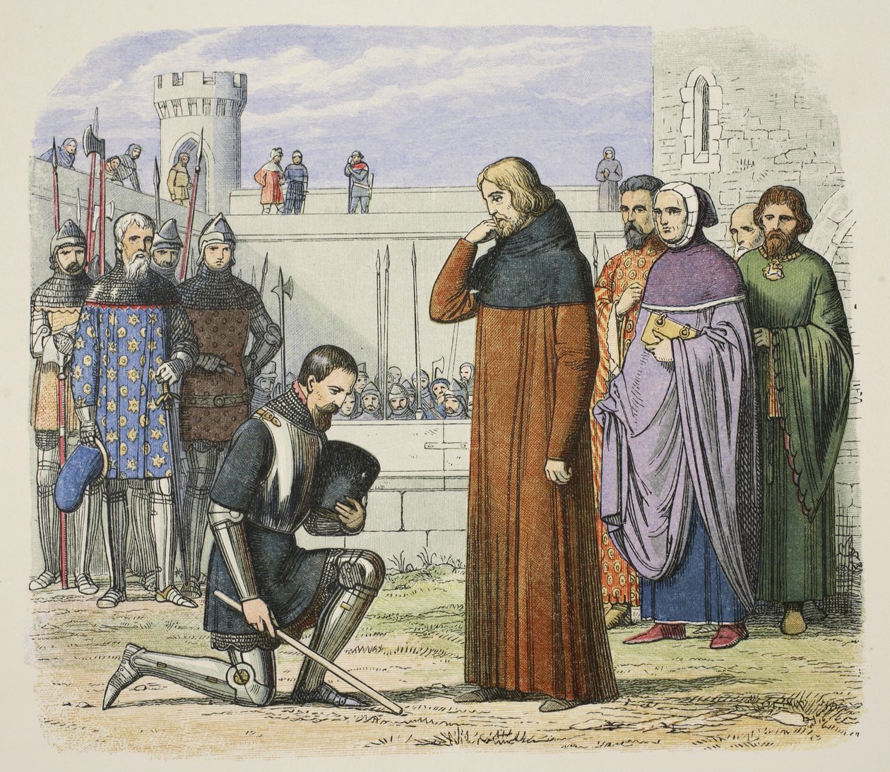 Møde mellem Richard II og Henry Bolingbroke, hvor Henry kræver tronen, fra A Chronicle of England BC 55 til AD 1485, pub. London af James William Edmund Doyle