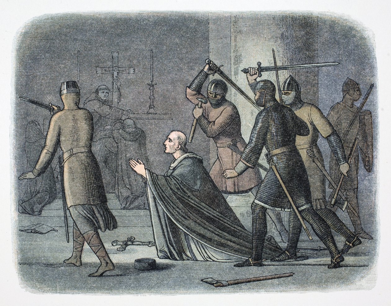 Mordet på Thomas Becket, Canterbury Cathedral, Kent, 1170 1864. af James William Edmund Doyle