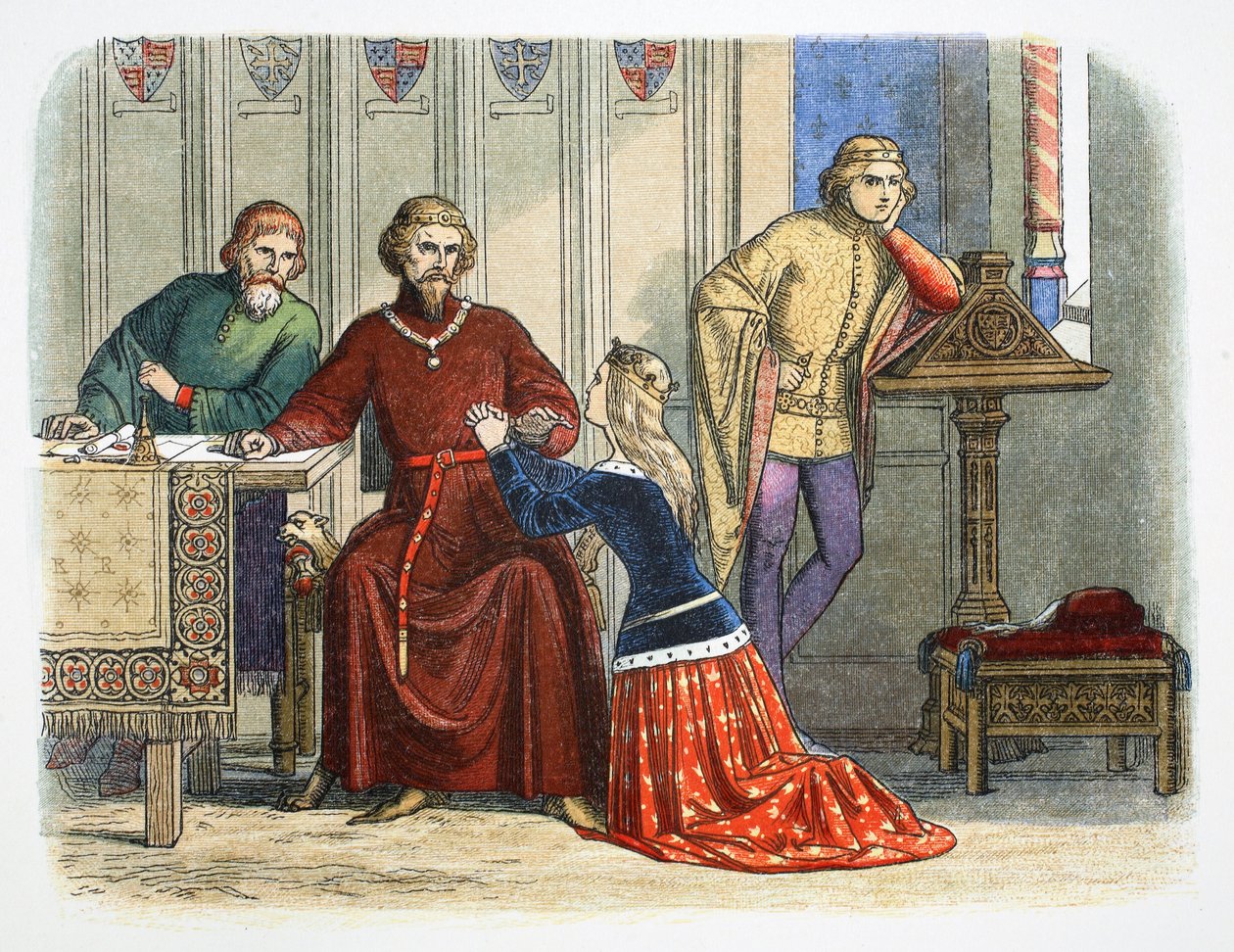 Dronning Anne går i forbøn hos Gloucester og Arundel for Sir Simon de Burley, 1388 1864 af James William Edmund Doyle