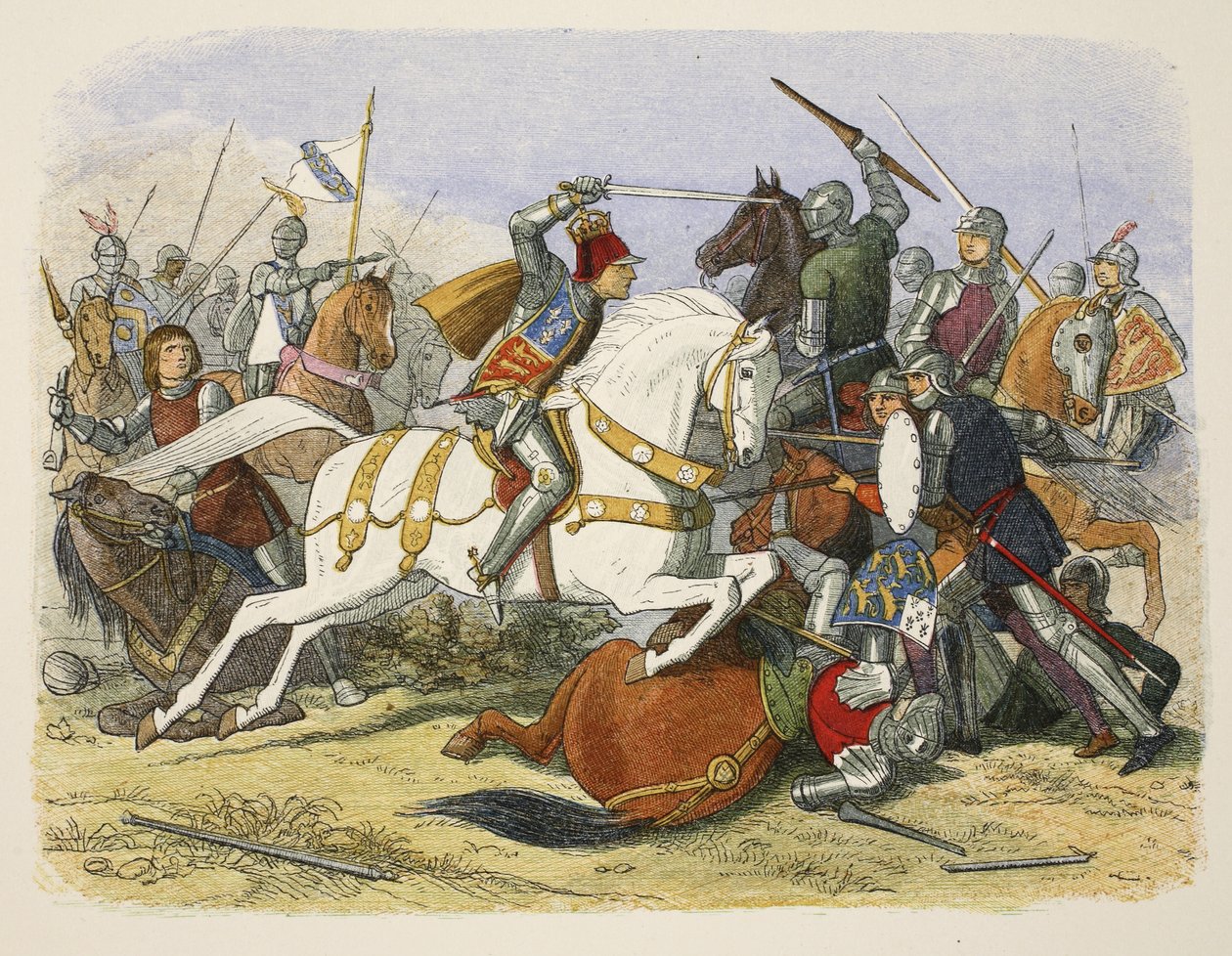Richard III ved Bosworth Field, 22. august 1485, fra A Chronicle of England BC 55 to AD 1485, udg. London, 1863 af James William Edmund Doyle
