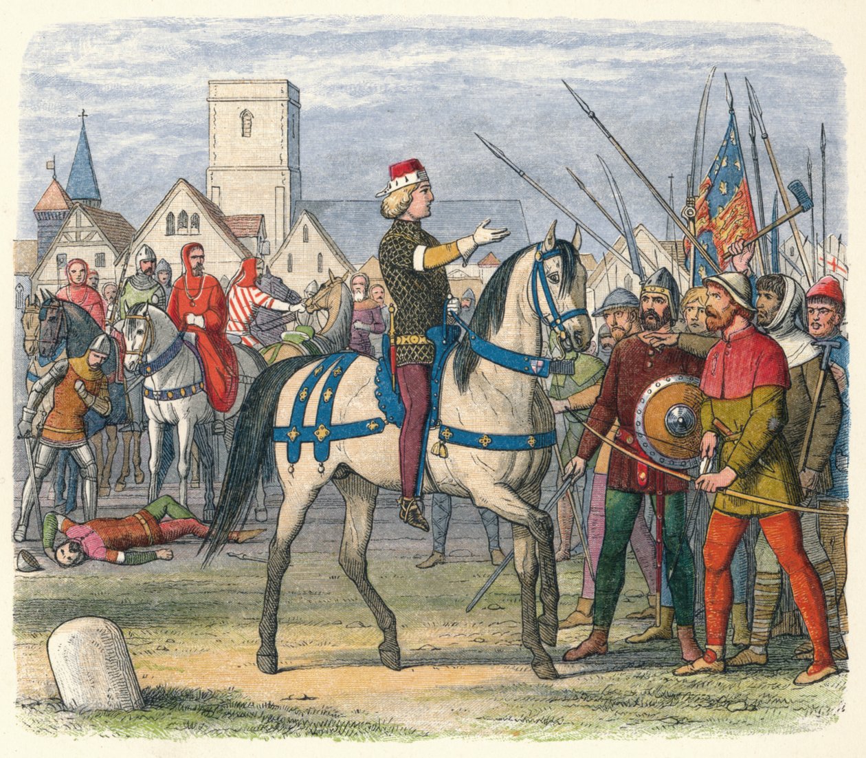 Richard overtager kommandoen over oprørerne, 1381 1864 af James William Edmund Doyle