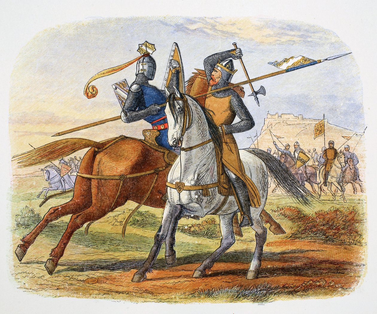 Robert the Bruce dræber Sir Henry Bohun, slaget ved Bannockburn, Skotland, 1314 1864 af James William Edmund Doyle