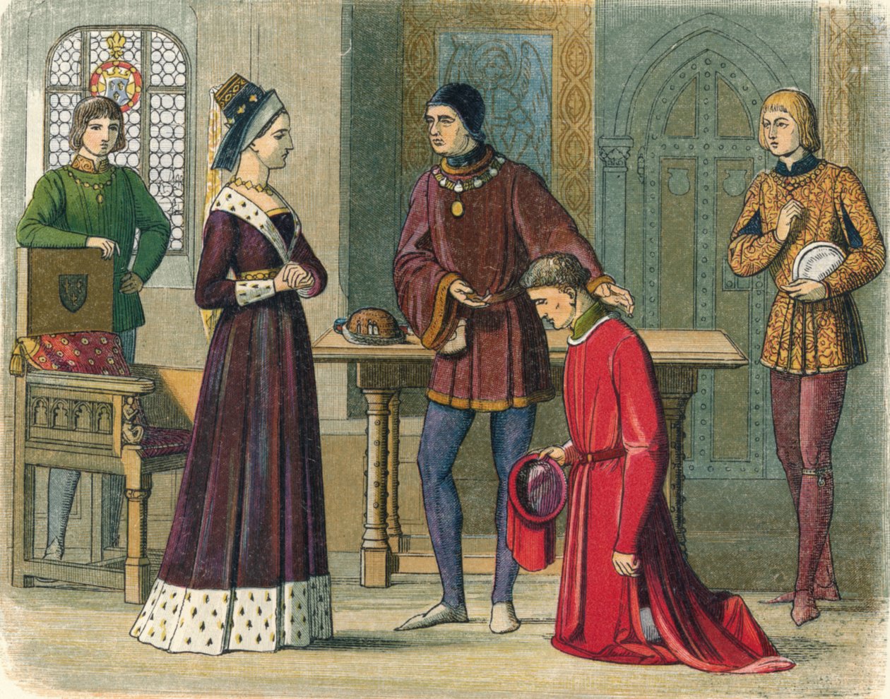 Jarlen af Warwick underkaster sig dronning Margaret, 1470 1864 af James William Edmund Doyle