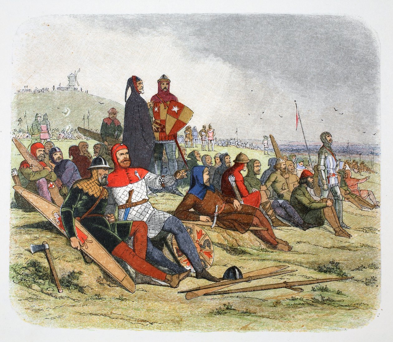 Englænderne venter på franskmændene i slaget ved Crecy, Frankrig 1346-1864 af James William Edmund Doyle