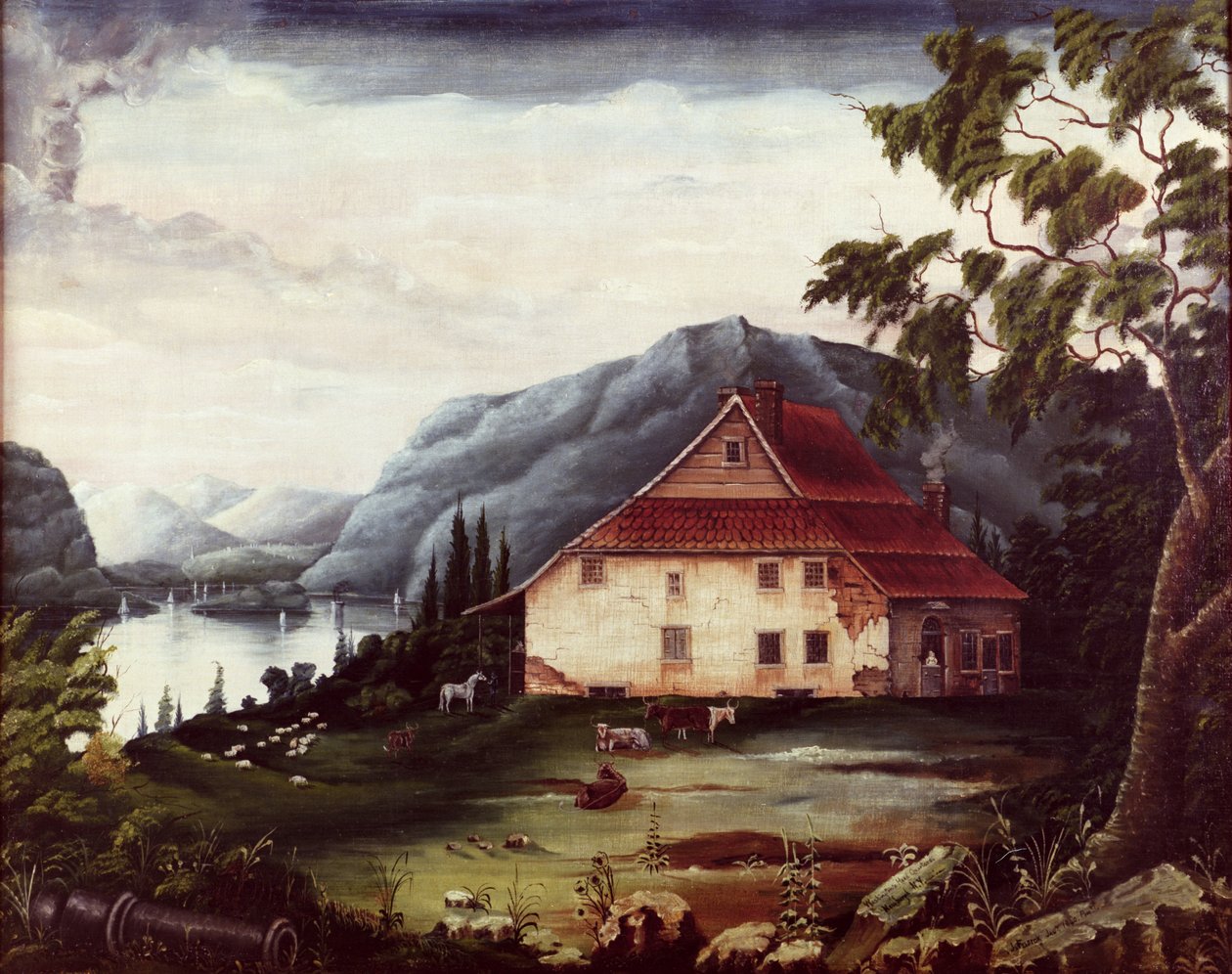 Washingtons hovedkvarter i Newburgh på Hudson i c.1775 af James William Fosdick