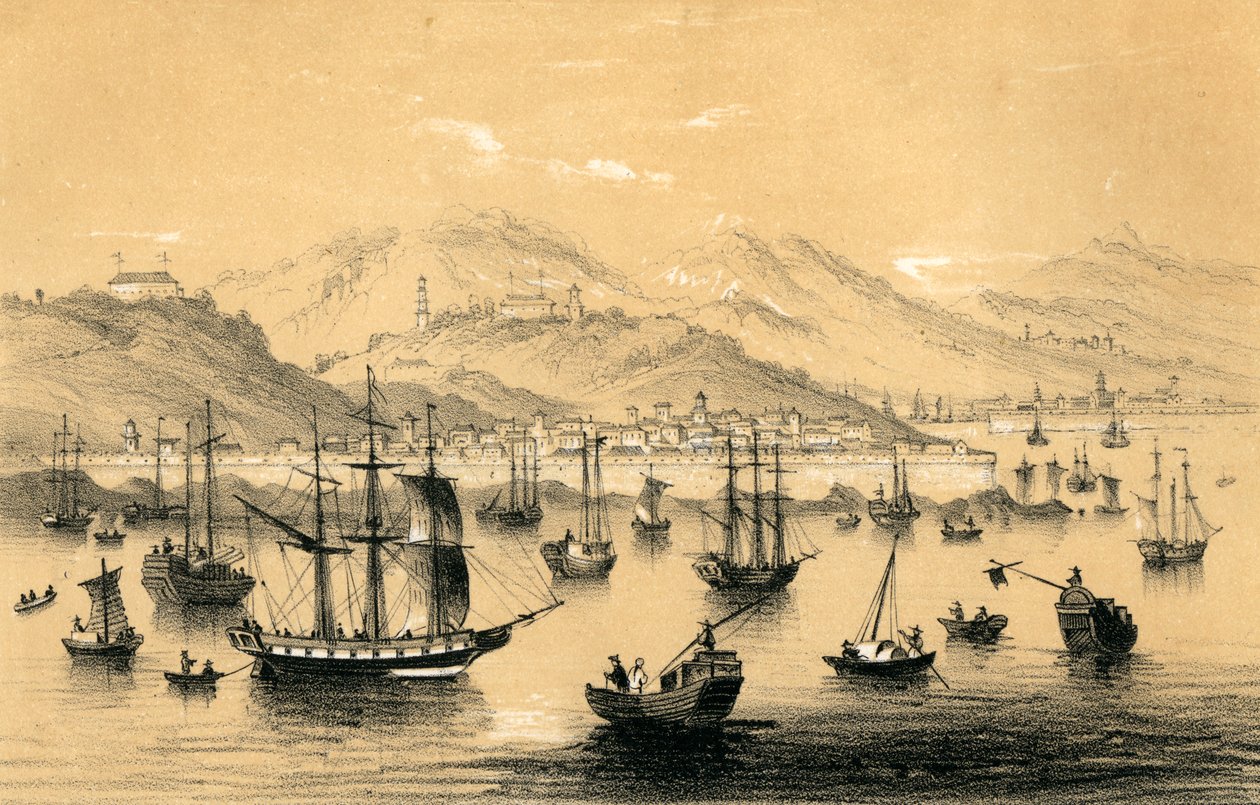 Amoy, en af de fem havne åbnet af den sene traktat til britisk handel, 1847. af James William Giles
