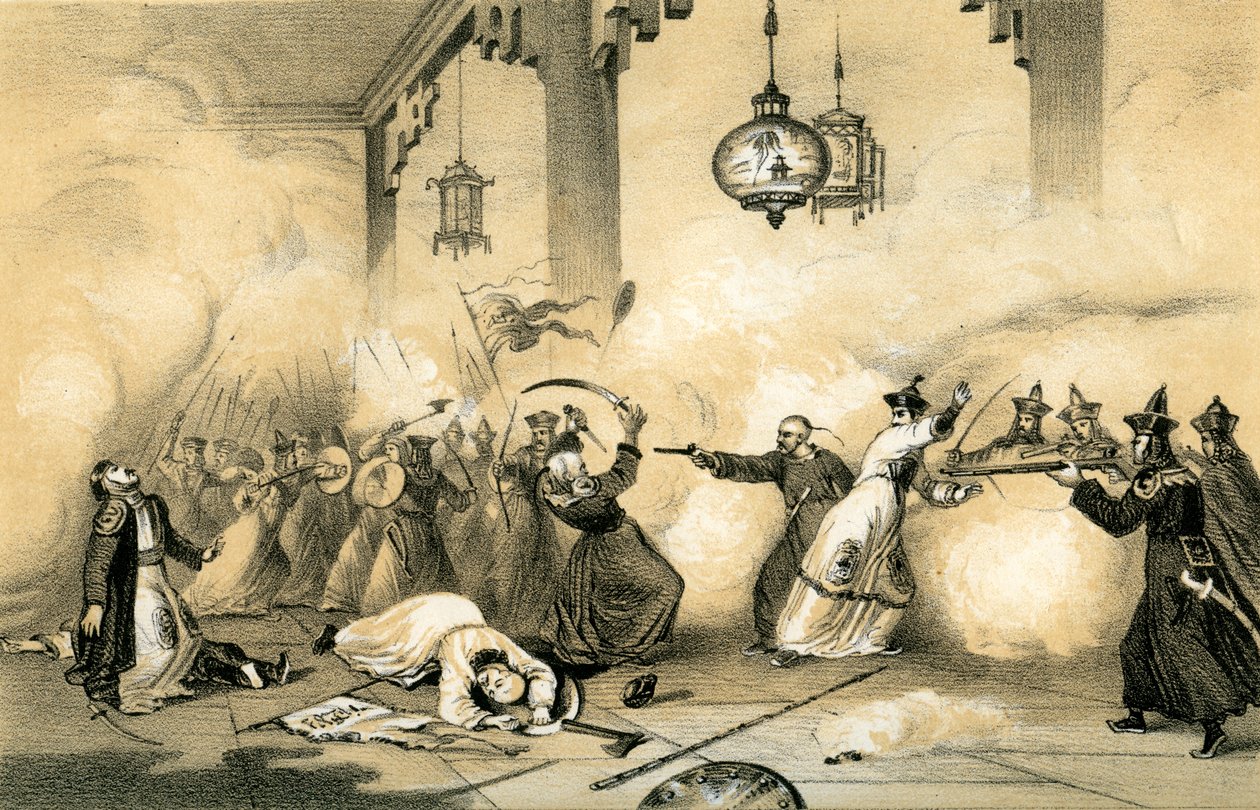 Den nuværende kejser af Kina, da en ung mand reddede sin fars liv..., c1796-1804, 1847. af James William Giles