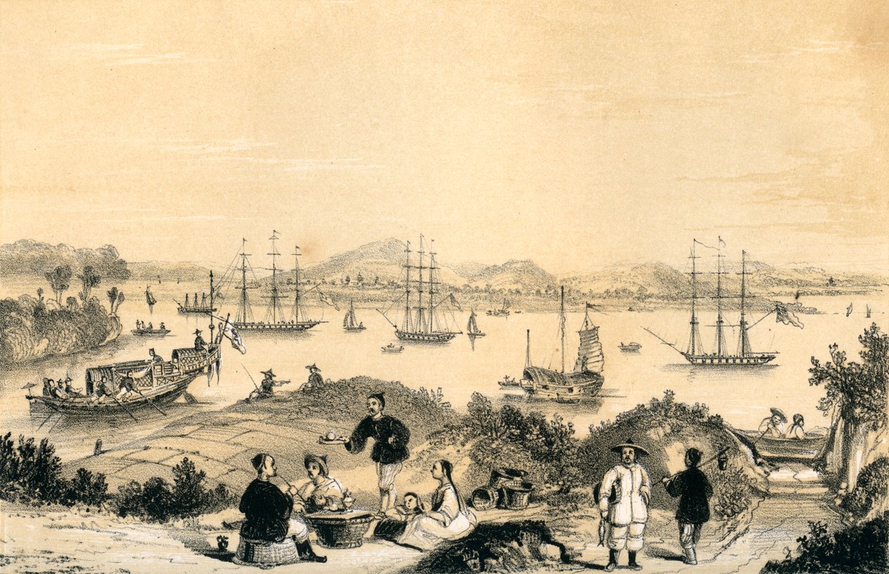 Whampoa nær Canton, ankerpladsen for europæisk skibsfart, 1847 af James William Giles