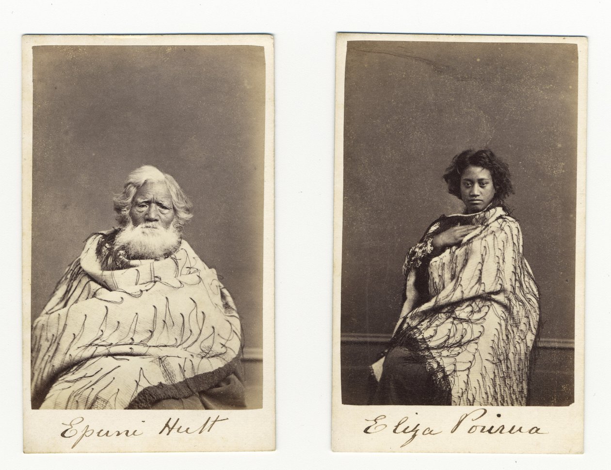 Epuni Hutt og Eliza Porirua, ca. 1865 (albumenprint) af James Wrigglesworth