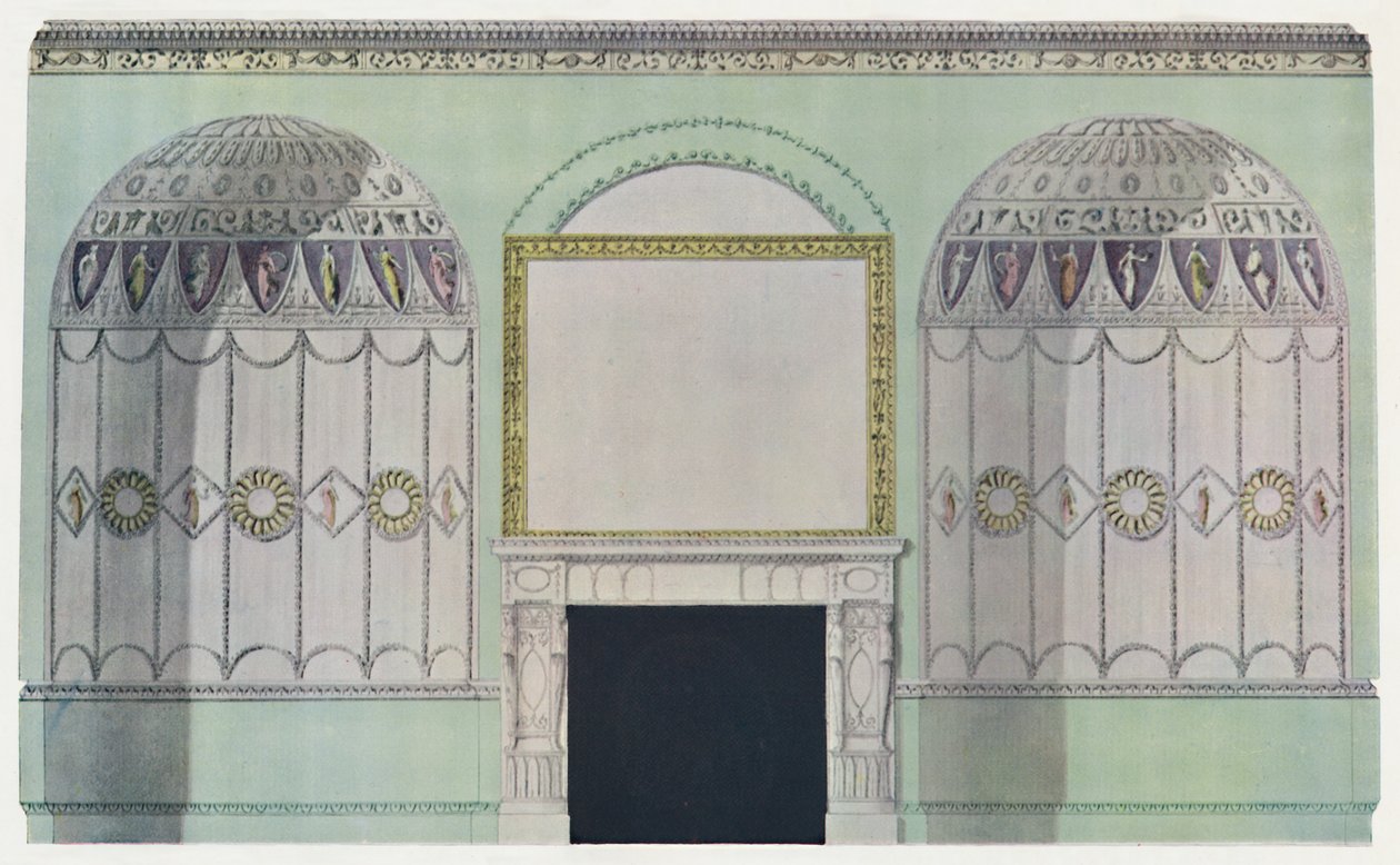 Skorstensstykke beklædt med alkover, indvendig komposition, c1700-tallet af James Wyatt