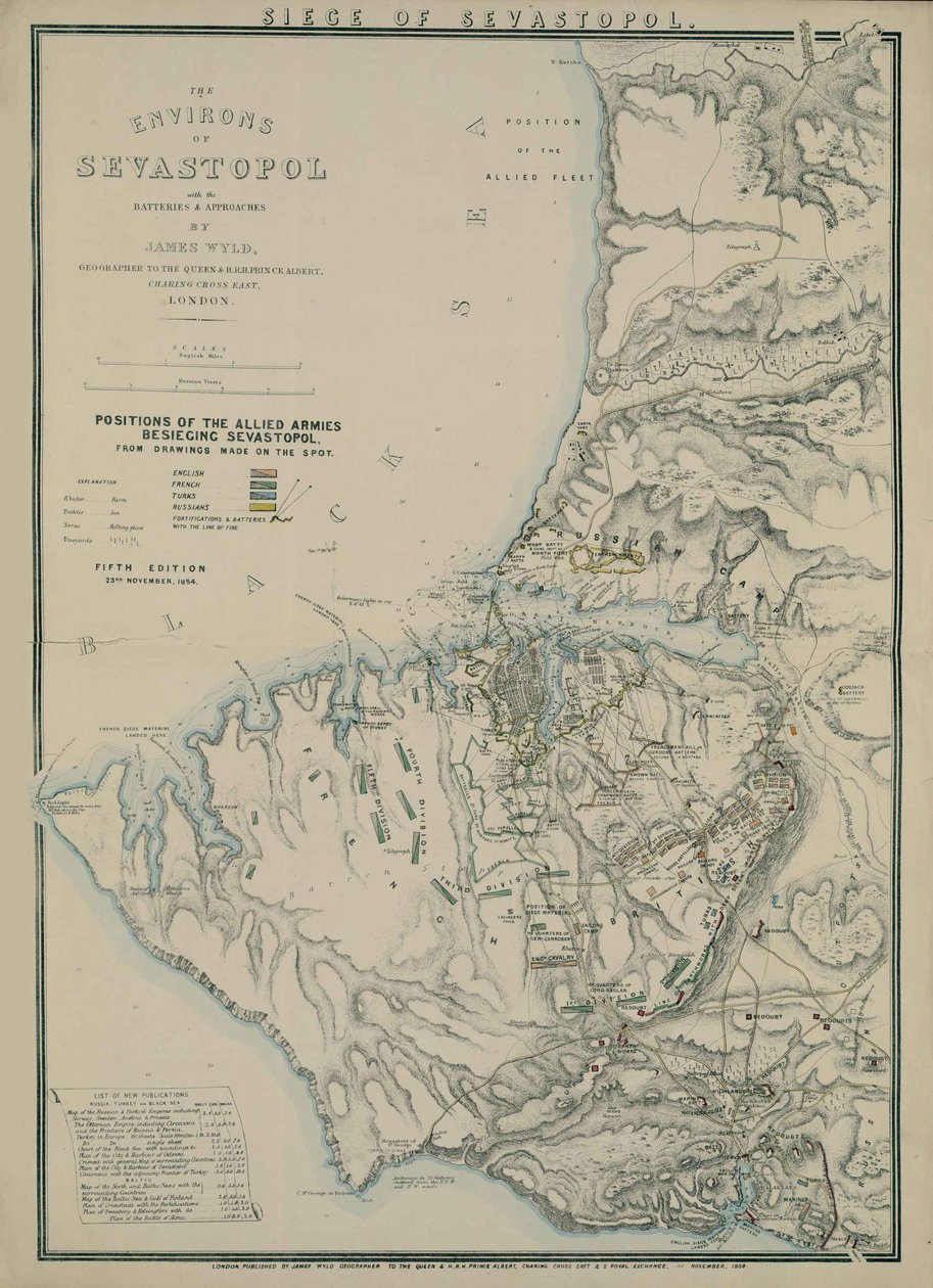 Kort over Sevastopols omgivelser, 1854 af James Wyld