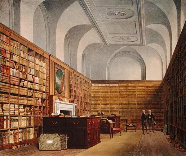 Kings Library, Buckingham House, fra The History of the Royal Residences, indgraveret af James Baily, af William Henry Pyne (1769-1843), 1819 (se også 169795) af James after Stephanoff
