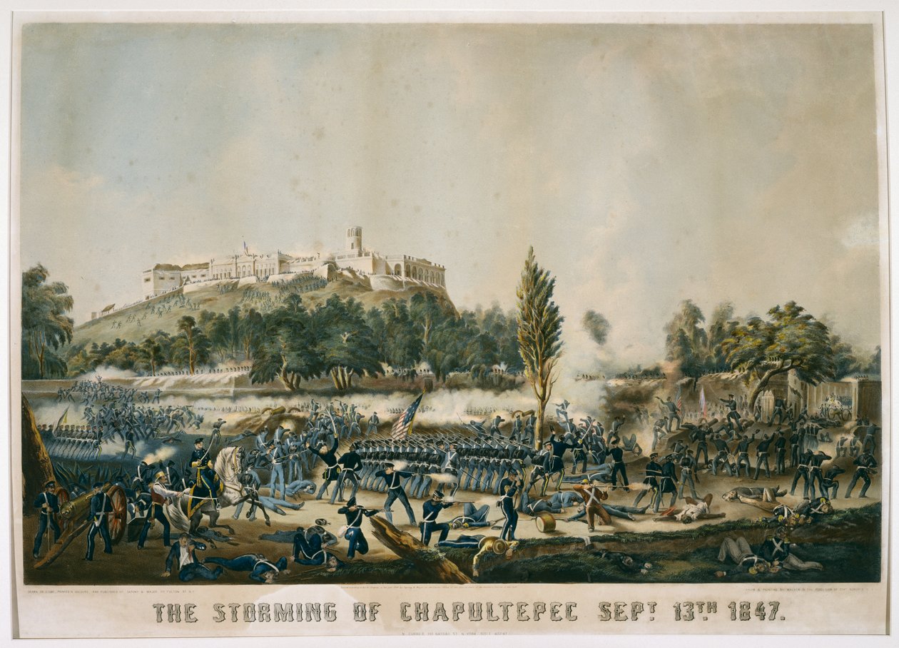 The Storming of Chapultepec 13. september 1847, 1848 (kromolitografi på vævet papir) af James after Walker