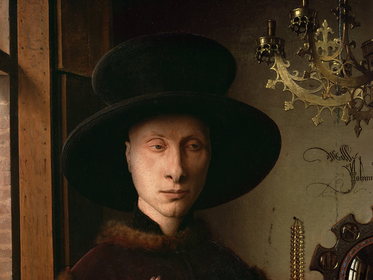 Portrættet af Giovanni Arnolfini og hans kone Giovanna Cenami (Arnolfini-ægteskabet) 1434 (detaljer fra 1765) af Jan van Eyck