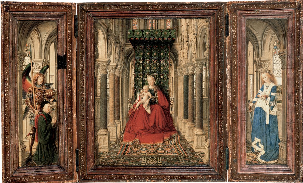 Triptykon af Mary and Child, St. Michael og Catherine af Jan van Eyck