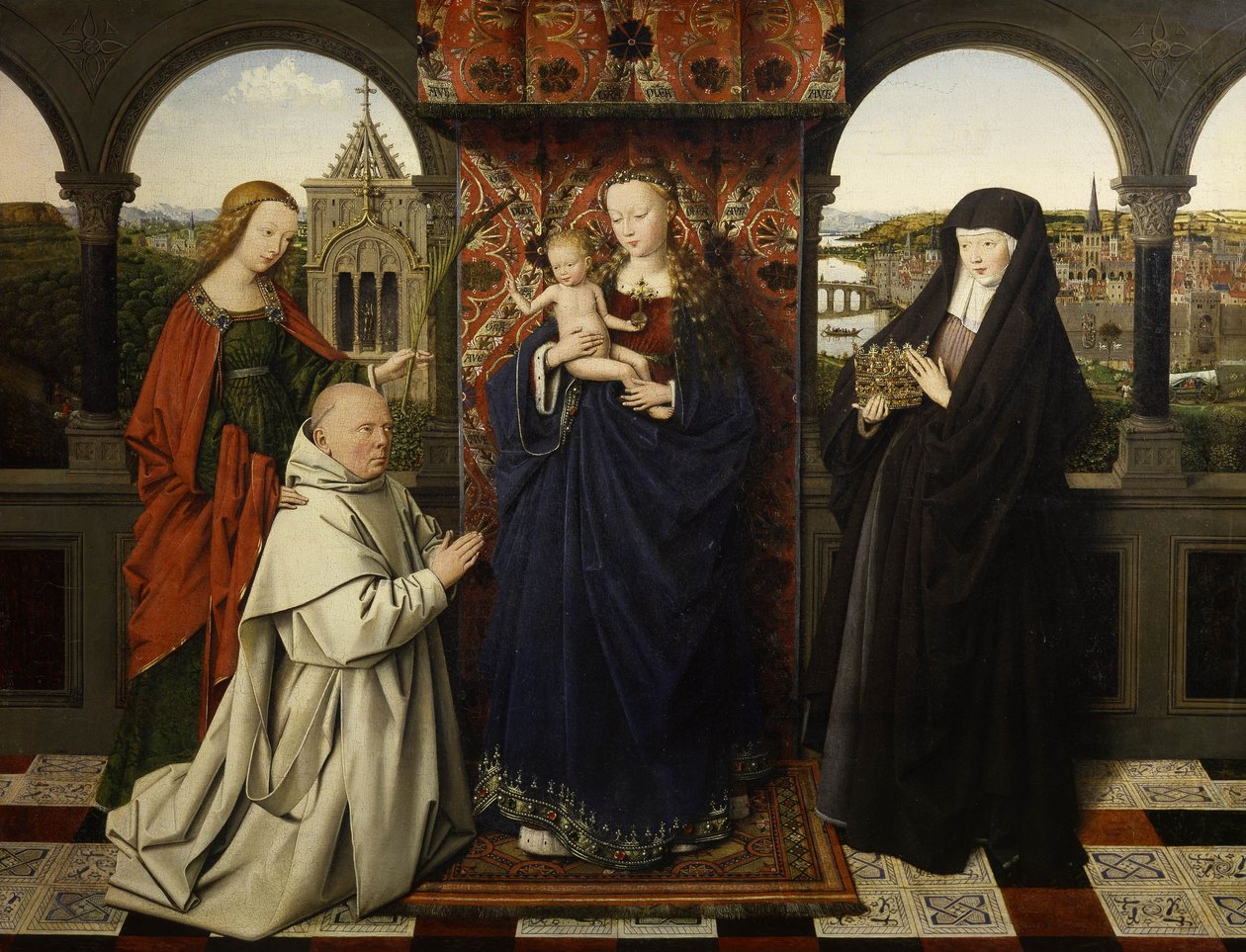 Jomfru og barn, med hellige og donor af Jan van Eyck
