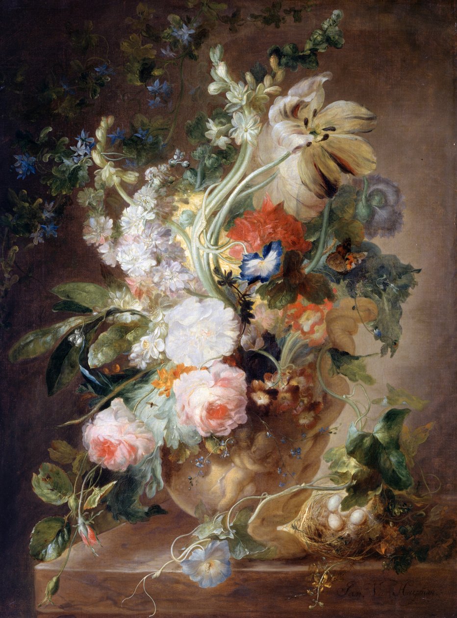 Vase med blomster af Jan van Huysum