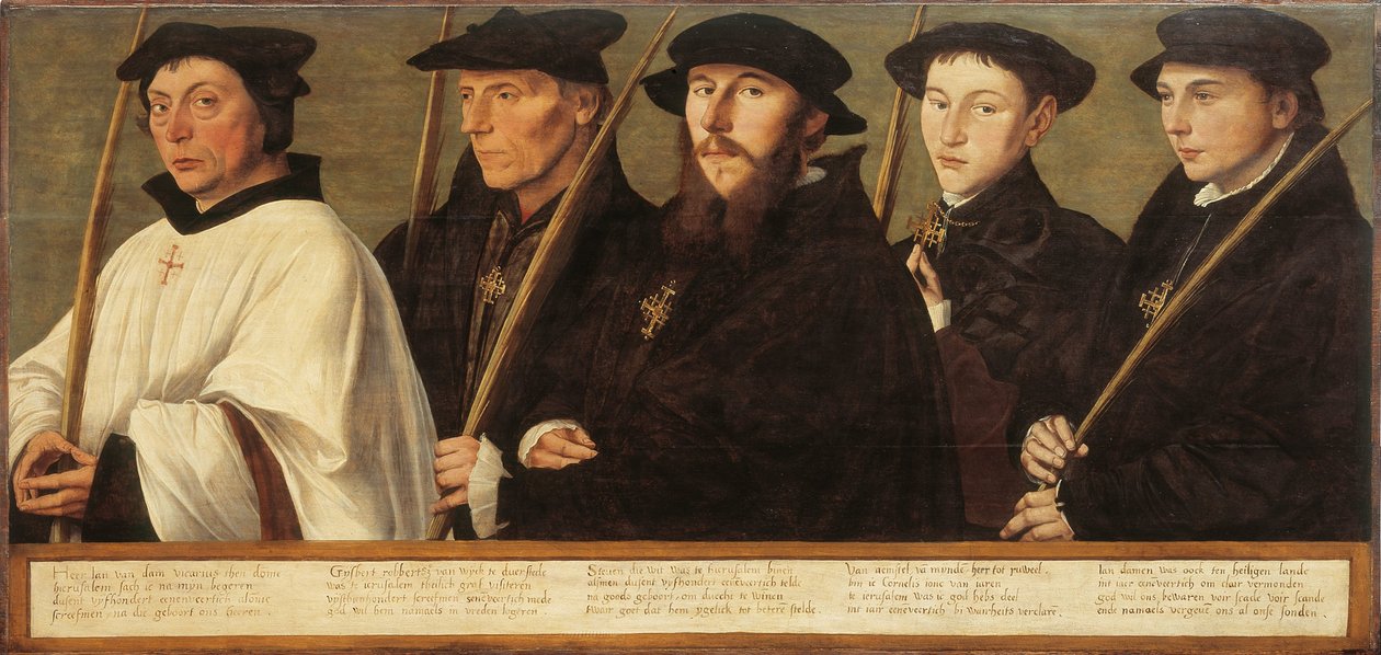 Fem medlemmer af Utrecht Brotherhood of Jerusalem Pilgrims af Jan van Scorel