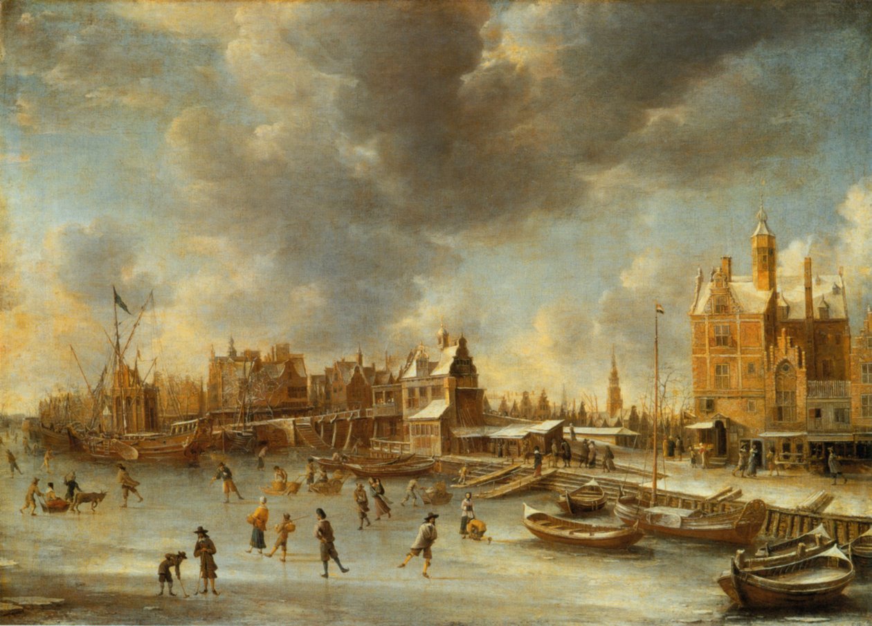 Skaters på Y foran Paalhuis af Jan Abrahamsz. Beerstraten