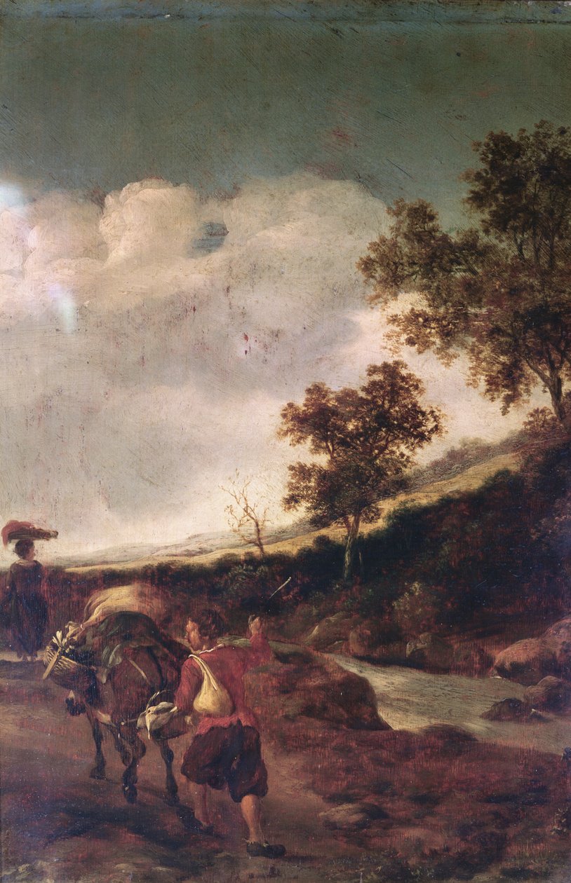 Bonde, der kører et Laden Mule, 1600-tallet af Jan Dirksz Both