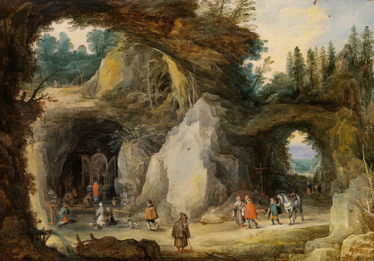 En eremit før en grotte af Jan the Elder Brueghel