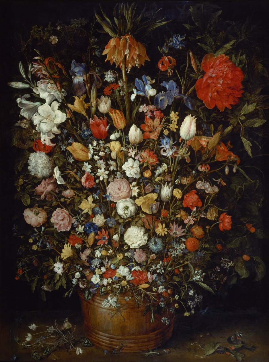 Blomster i et træfartøj af Jan the Elder Brueghel