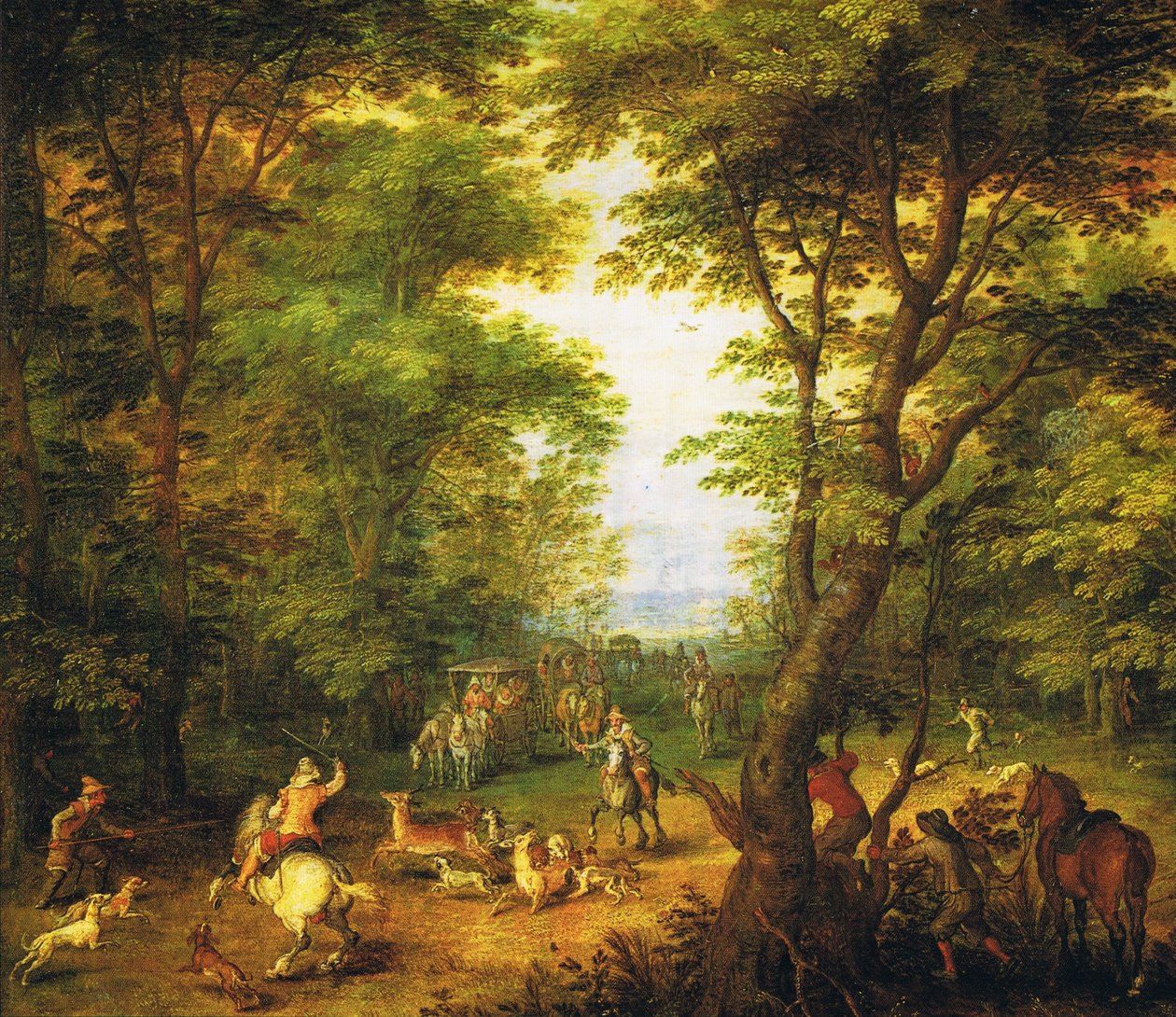 Hjortejagt i skoven af Jan the Elder Brueghel