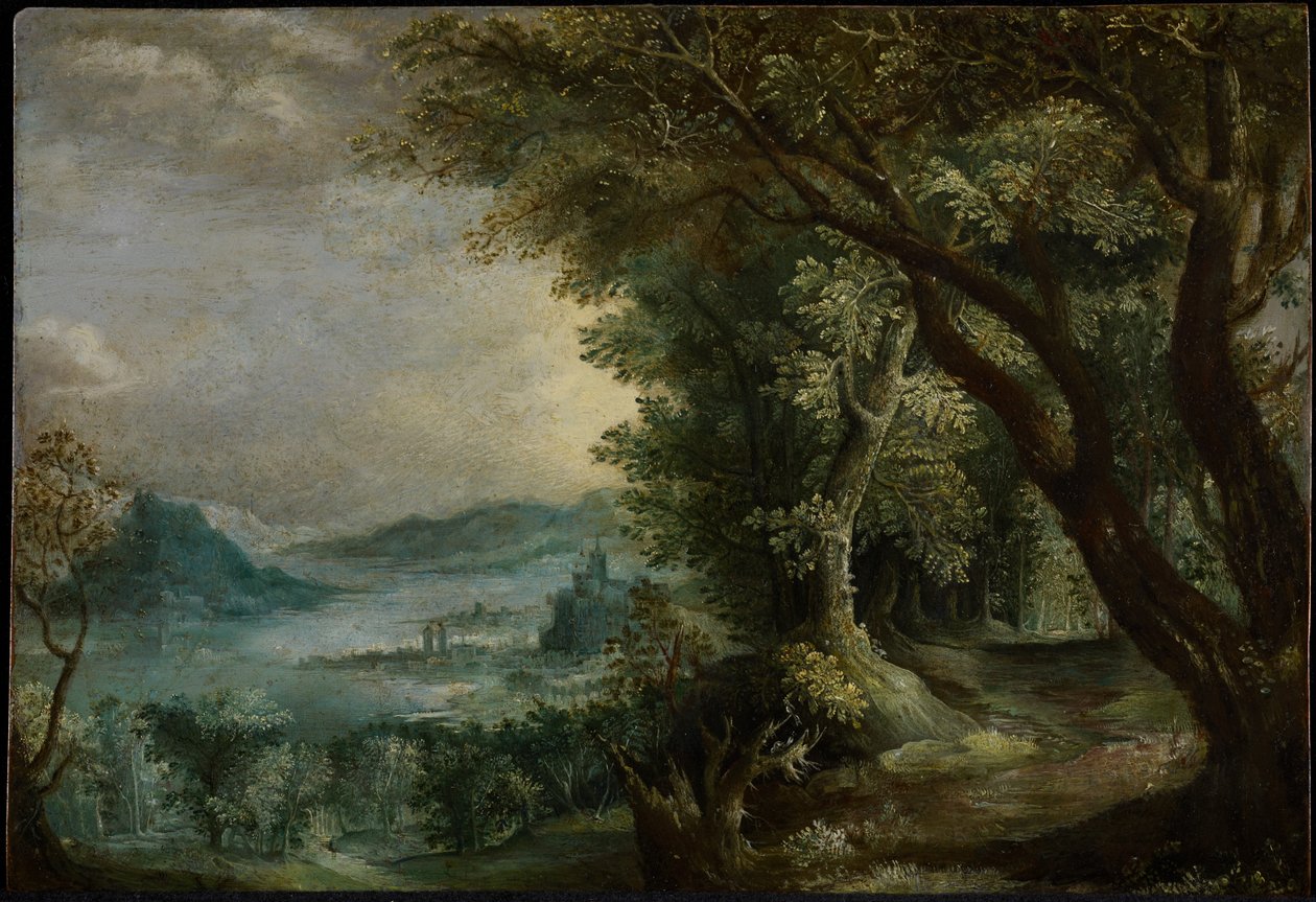 Imaginært landskab, efter 1600 (olie på kobber) af Jan the Elder Brueghel