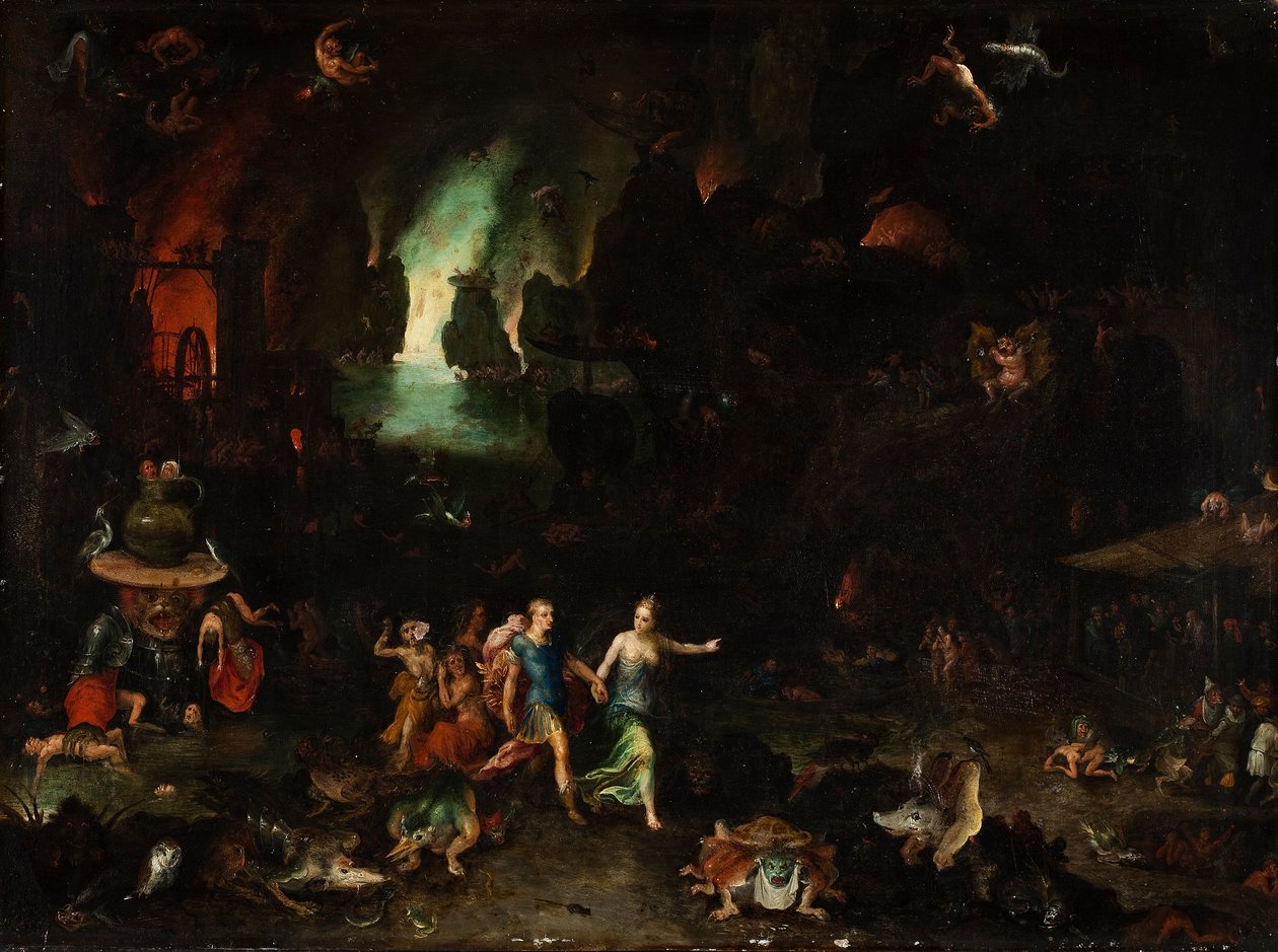 Aeneas og Cumaean Sibyl i Underverdenen af Jan the Elder Brueghel