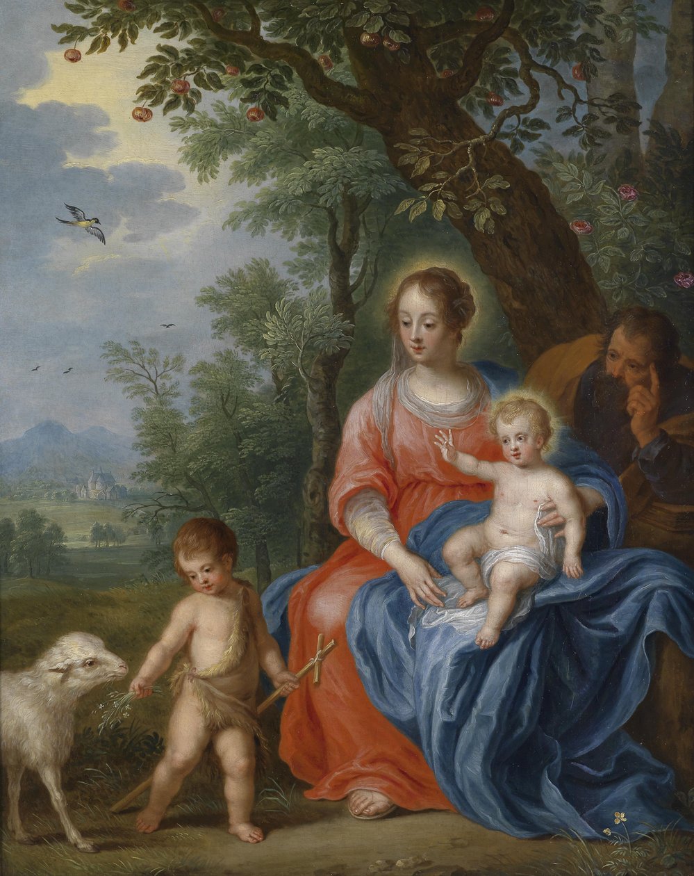 Den hellige familie med drengen John og lammet af Jan Brueghel the Younger