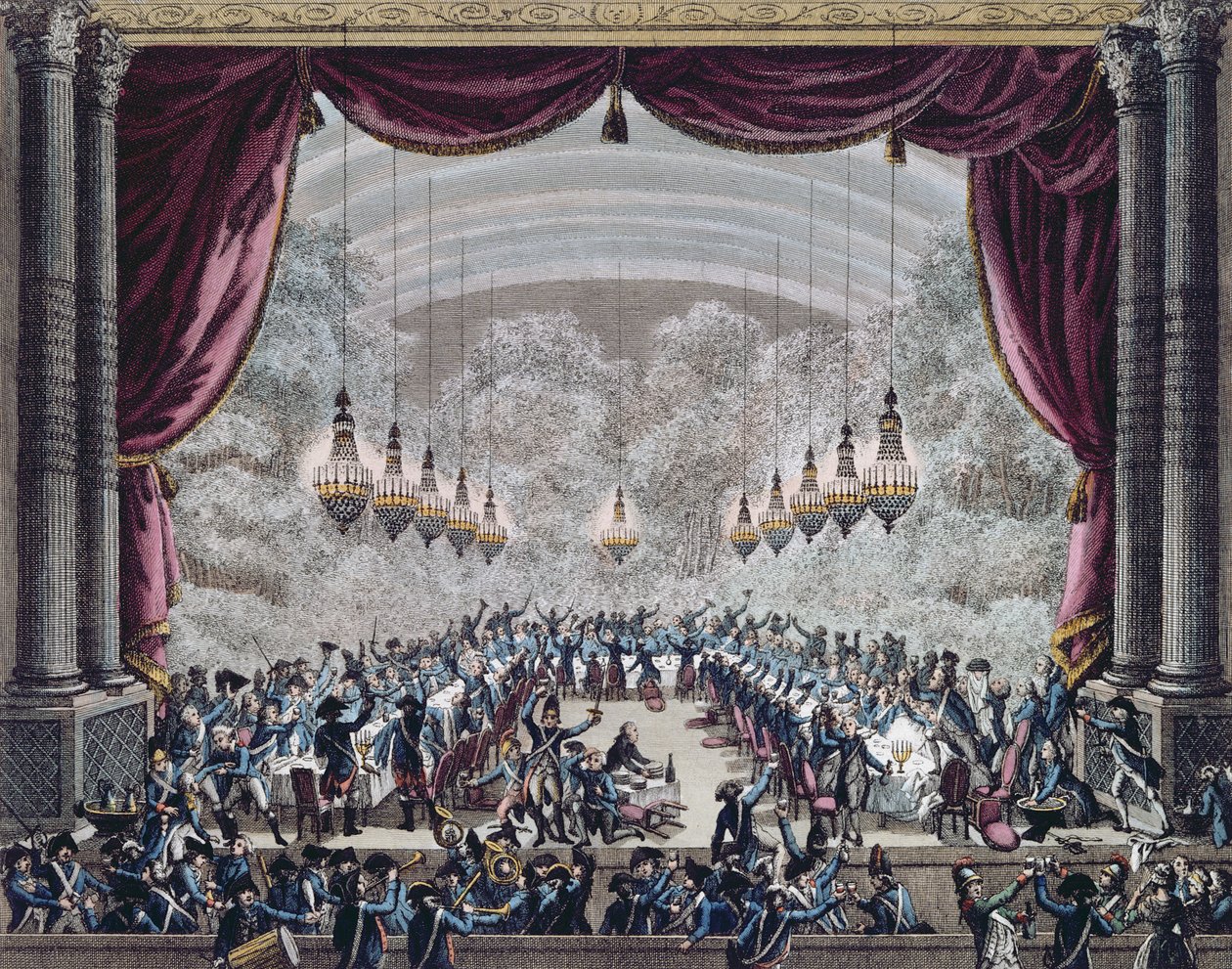 Banket afholdt af officererne fra det franske Gardes du Corps for officererne fra Flanders Regiment, 31. september 1789, slutningen af det 18. århundrede af Jan Bulthuis