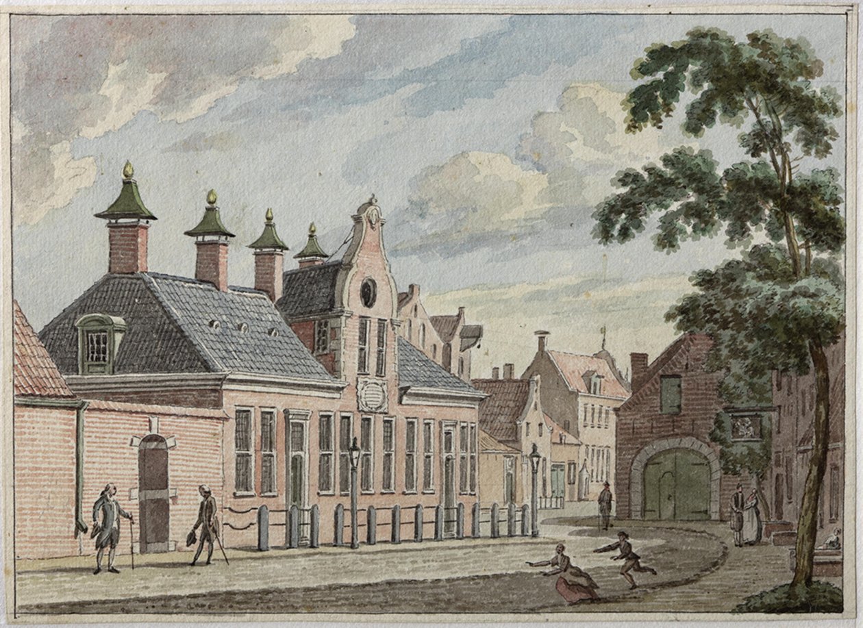 Munnekeholm med Aduardergasthuis i forgrunden og West-Indisch Huis i baggrunden af Jan Bulthuis