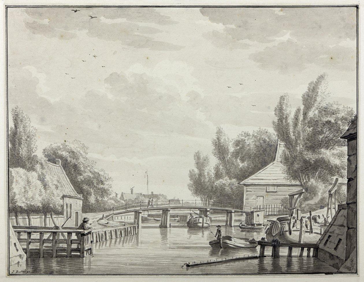 Winschoterdiep med Bontebrug, set fra byen af Jan Bulthuis
