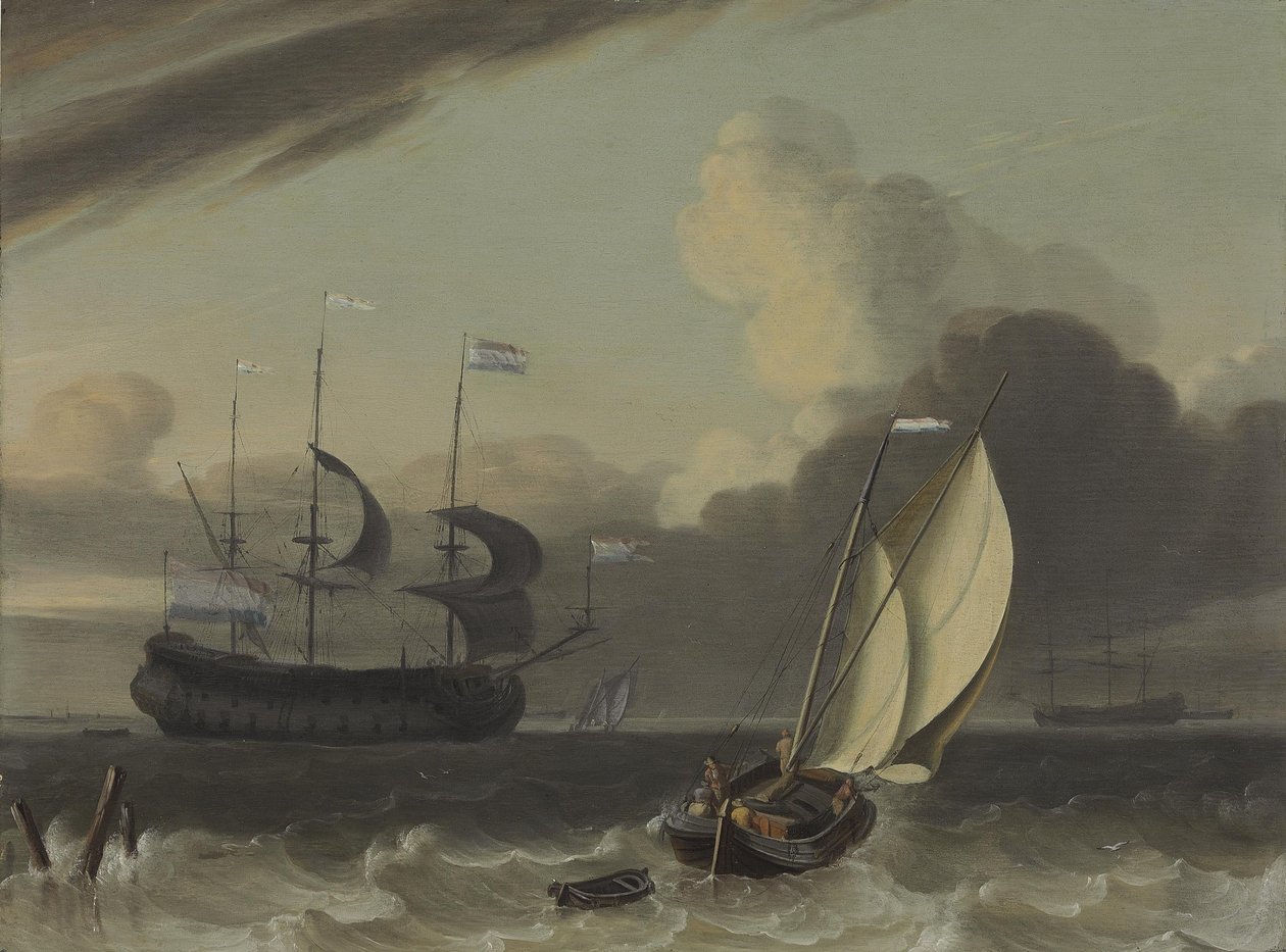 En hollandsk købmand og en spritsail -pram i en leg af Jan Claesz Rietschoof