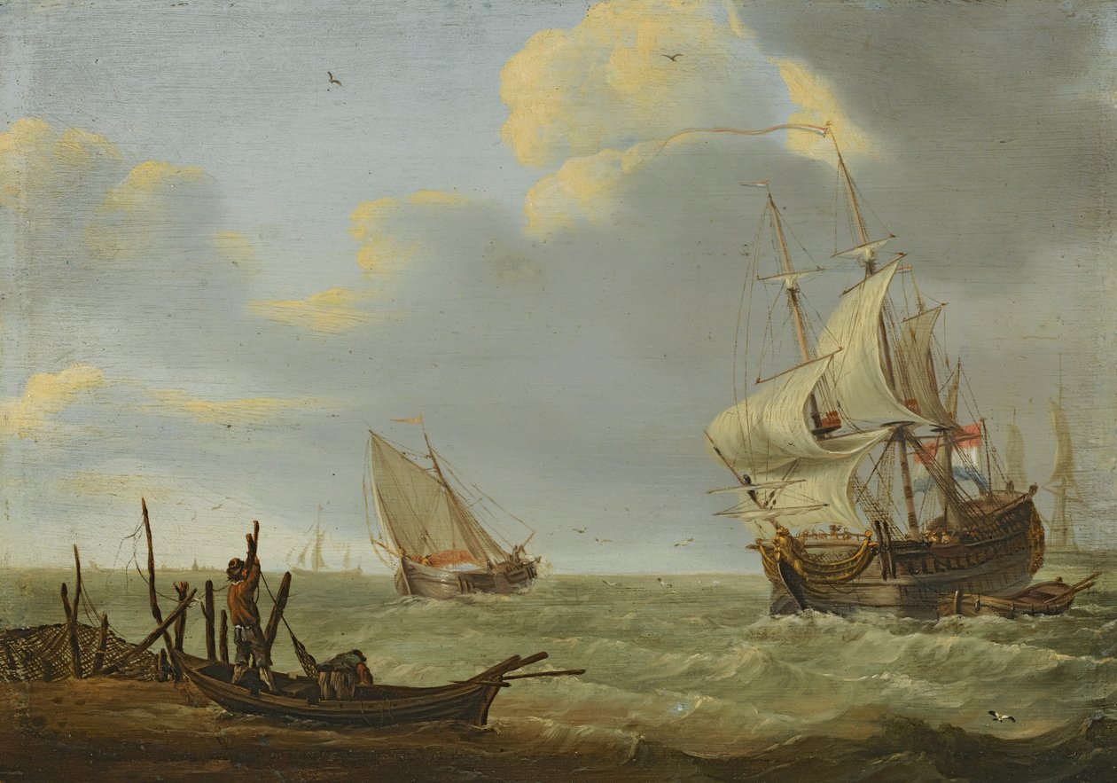 Fartøjer i en brise af Jan Claesz Rietschoof