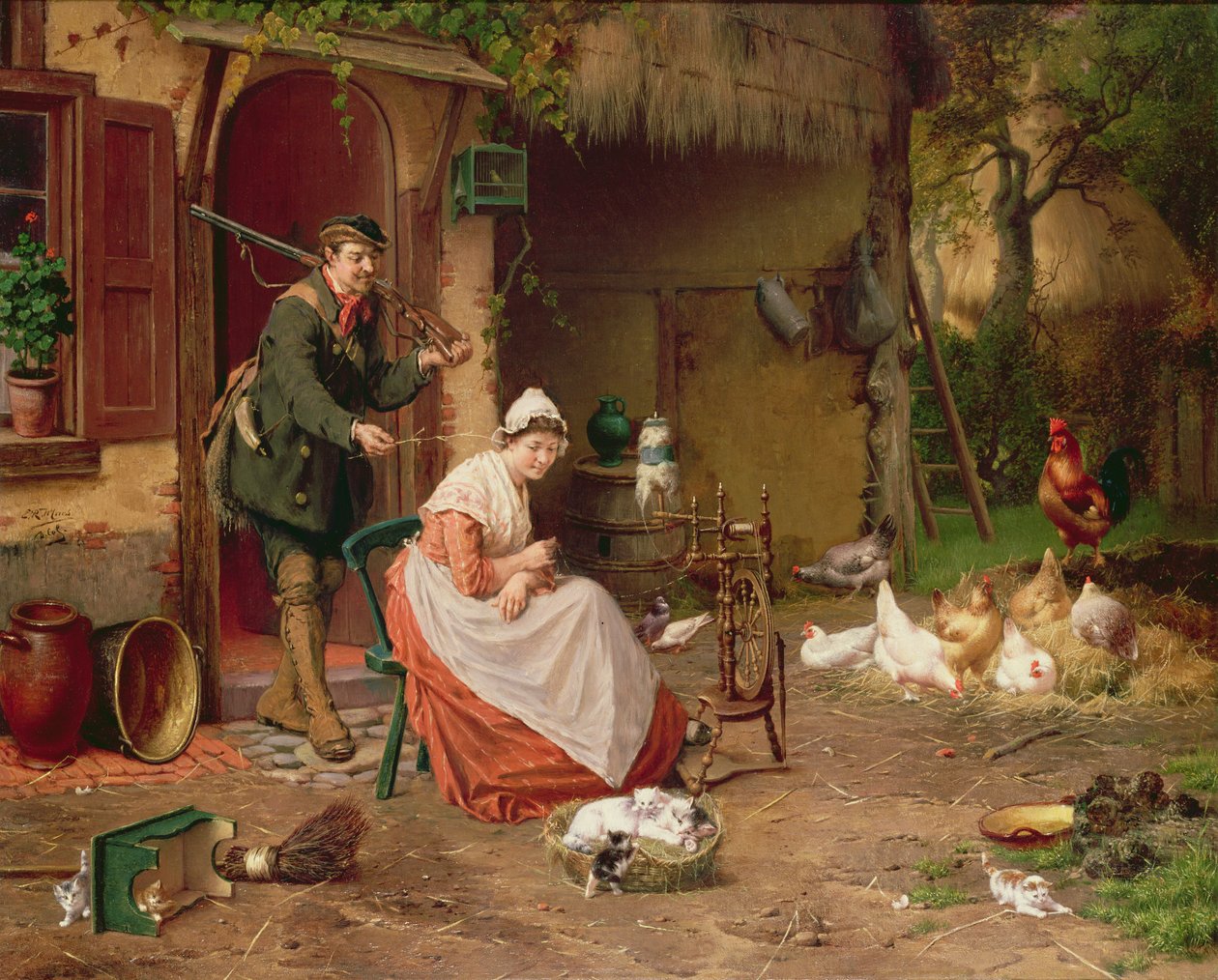 Gårdsplads, 1800-tallet af Jan David Cole